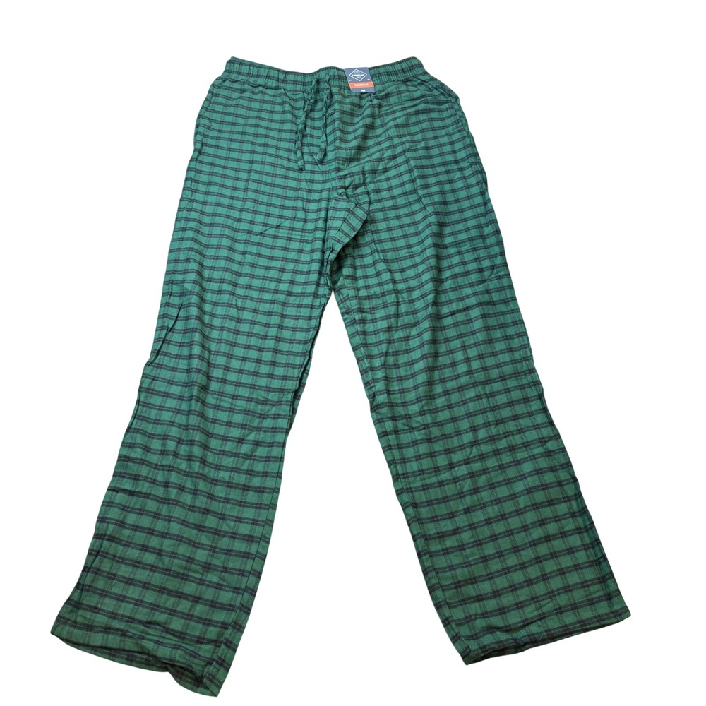 MSRP $30 St. John's Bay Mens M Green Plaid Flannel Pajama Pants